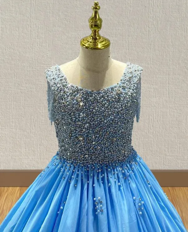 Little Girls Glitz Long Pageant Dress with Long Train