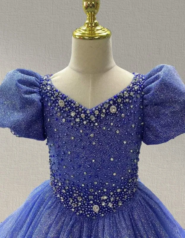 Little Girls Gorgeous V Neck Multilayer Pageant Gown