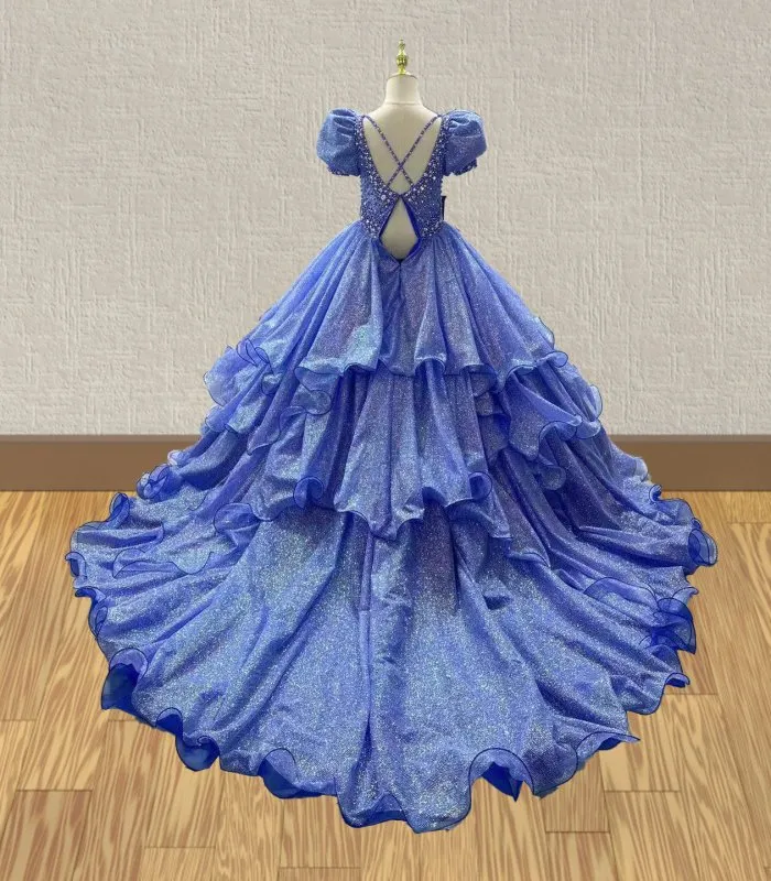 Little Girls Gorgeous V Neck Multilayer Pageant Gown