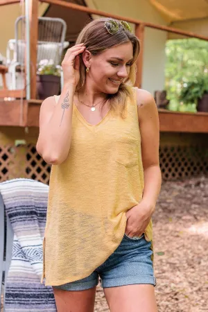Live For The Sunshine Knit Tank Top- Yellow