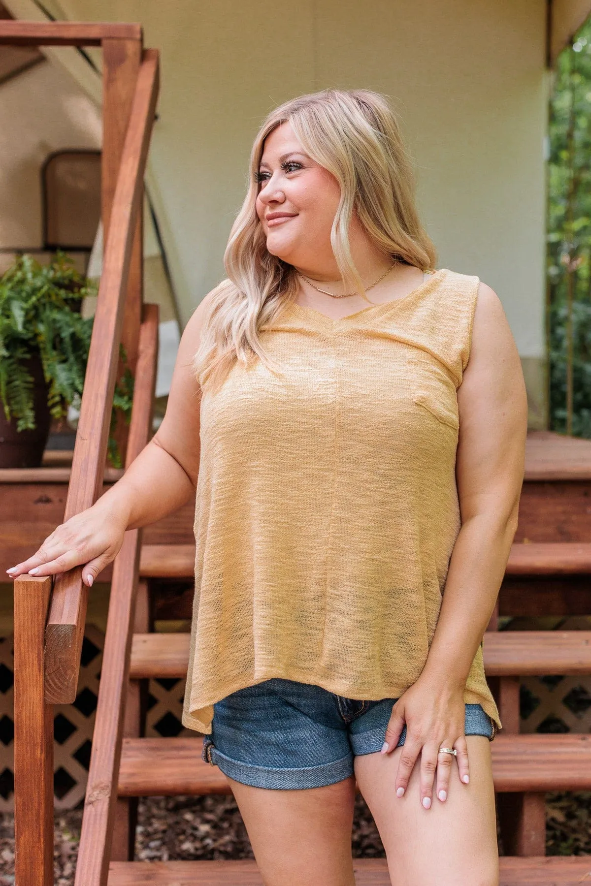 Live For The Sunshine Knit Tank Top- Yellow