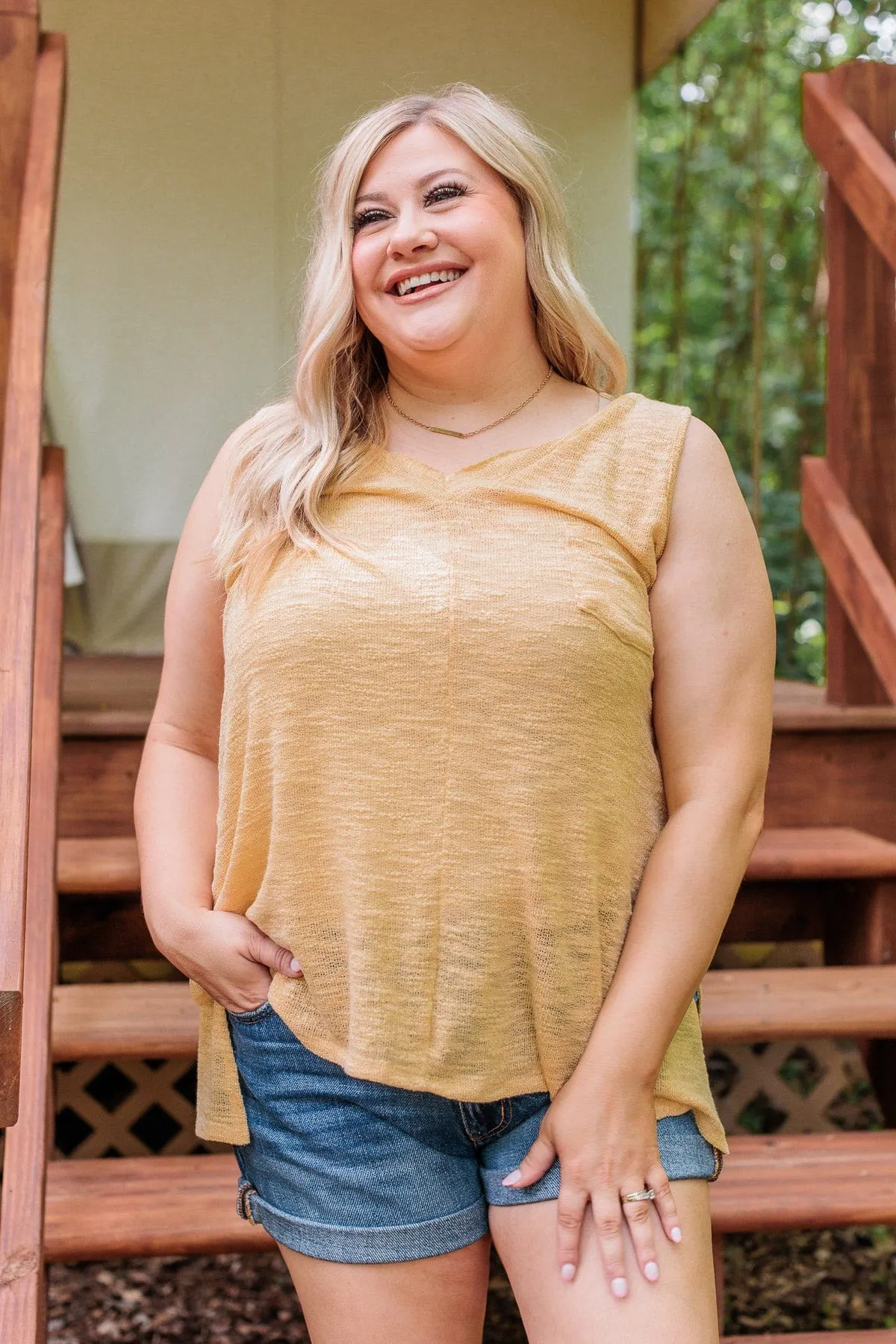Live For The Sunshine Knit Tank Top- Yellow
