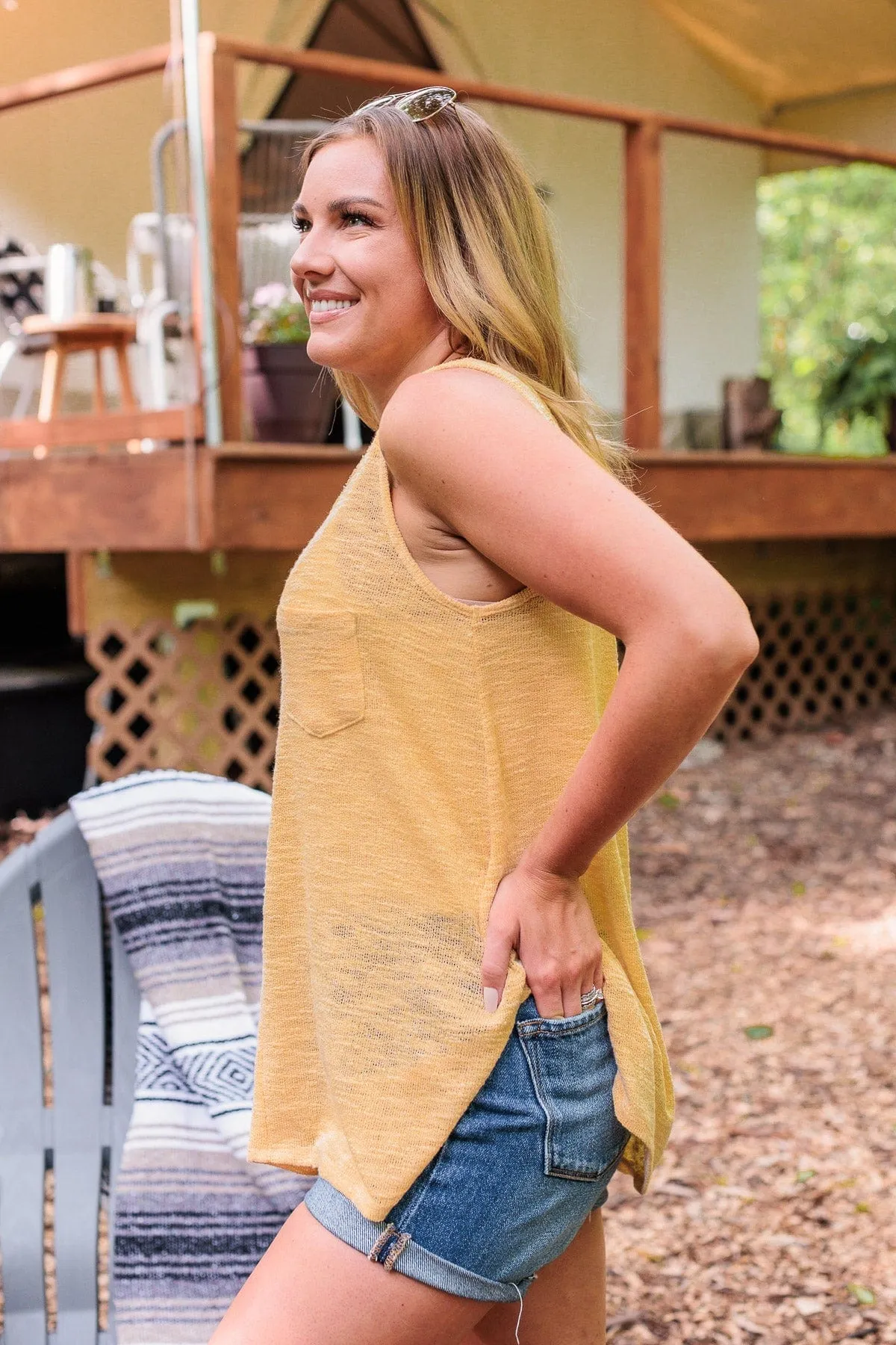 Live For The Sunshine Knit Tank Top- Yellow