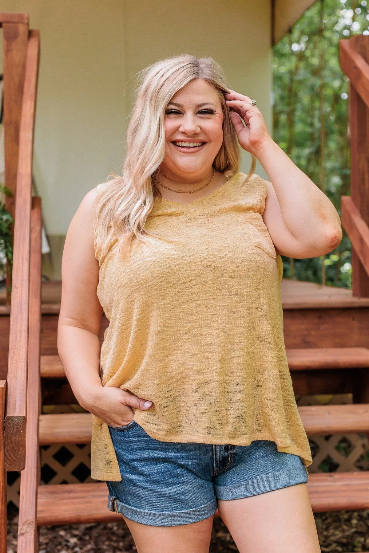 Live For The Sunshine Knit Tank Top- Yellow