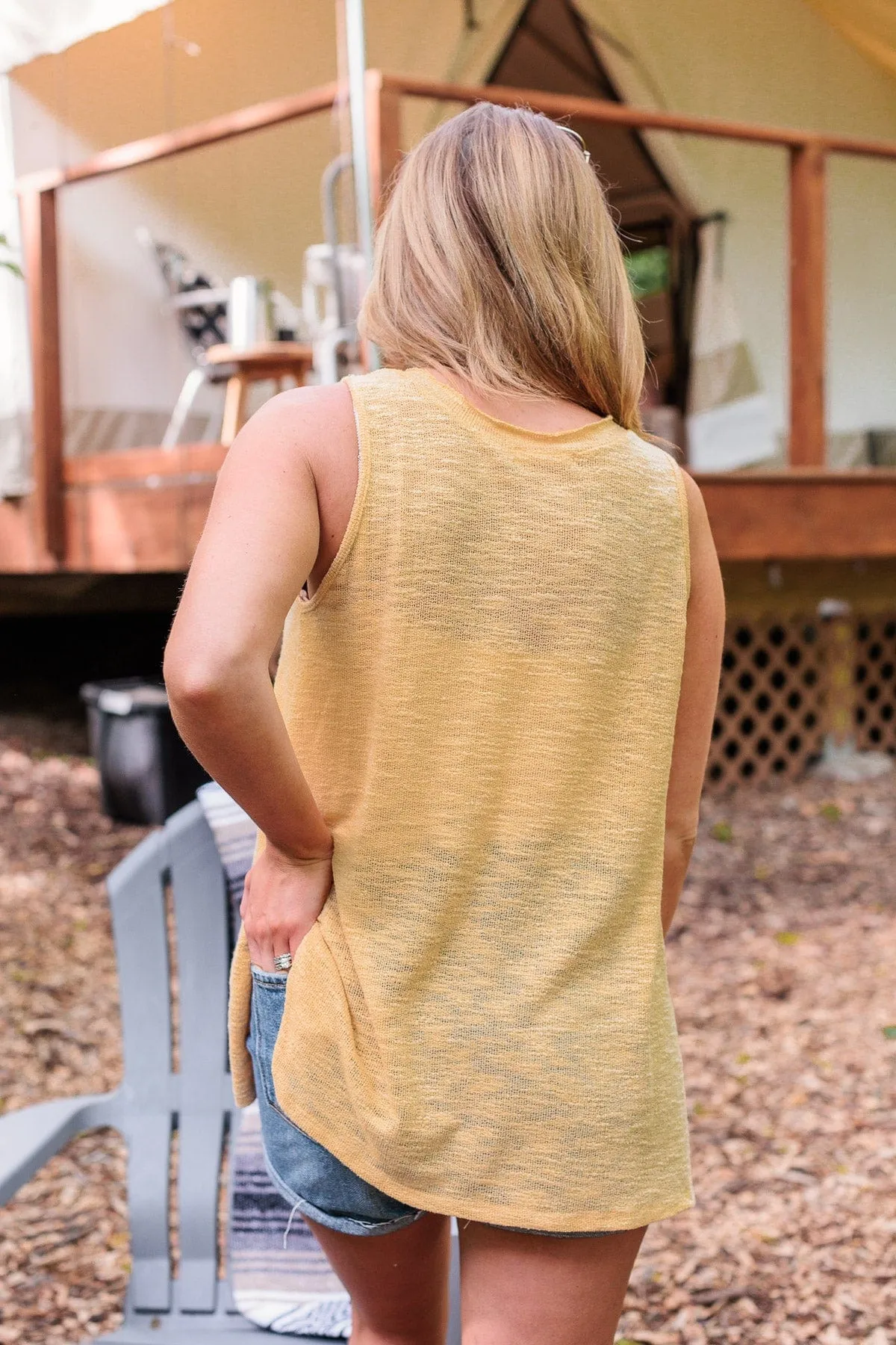 Live For The Sunshine Knit Tank Top- Yellow