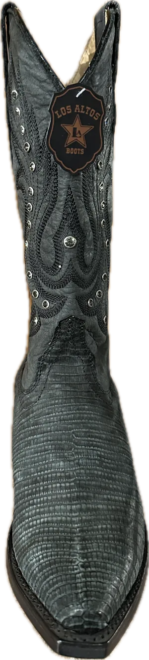 Los Altos Women's Genuine Black Lizard Teju Boots