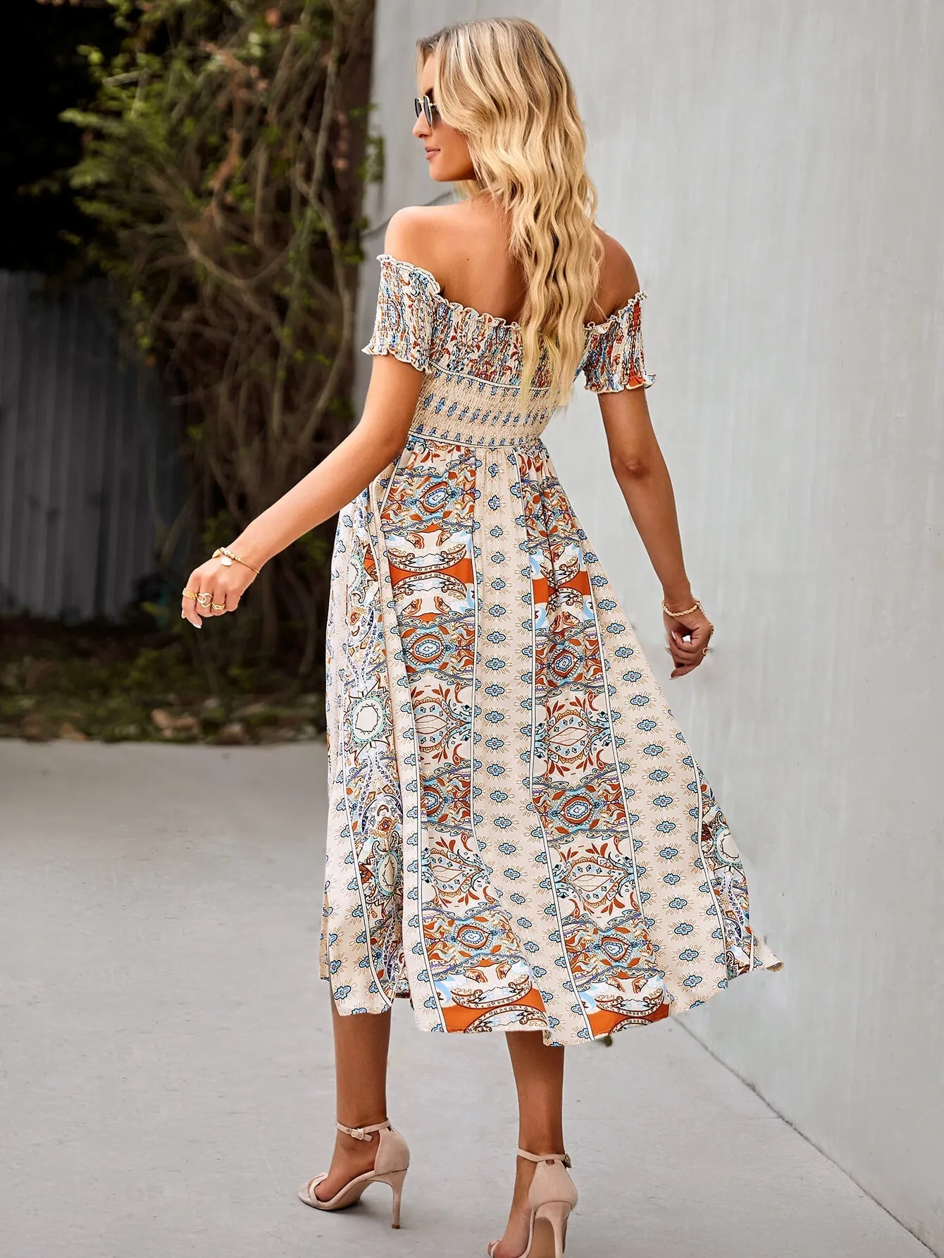 Mahoa Dress - Beige Print