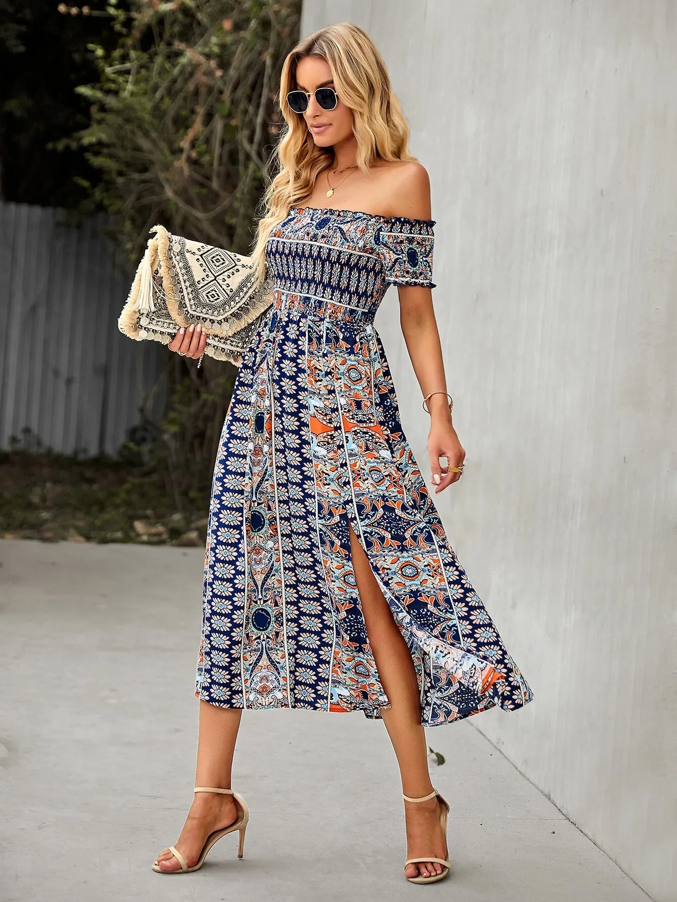Mahoa Dress - Navy Print