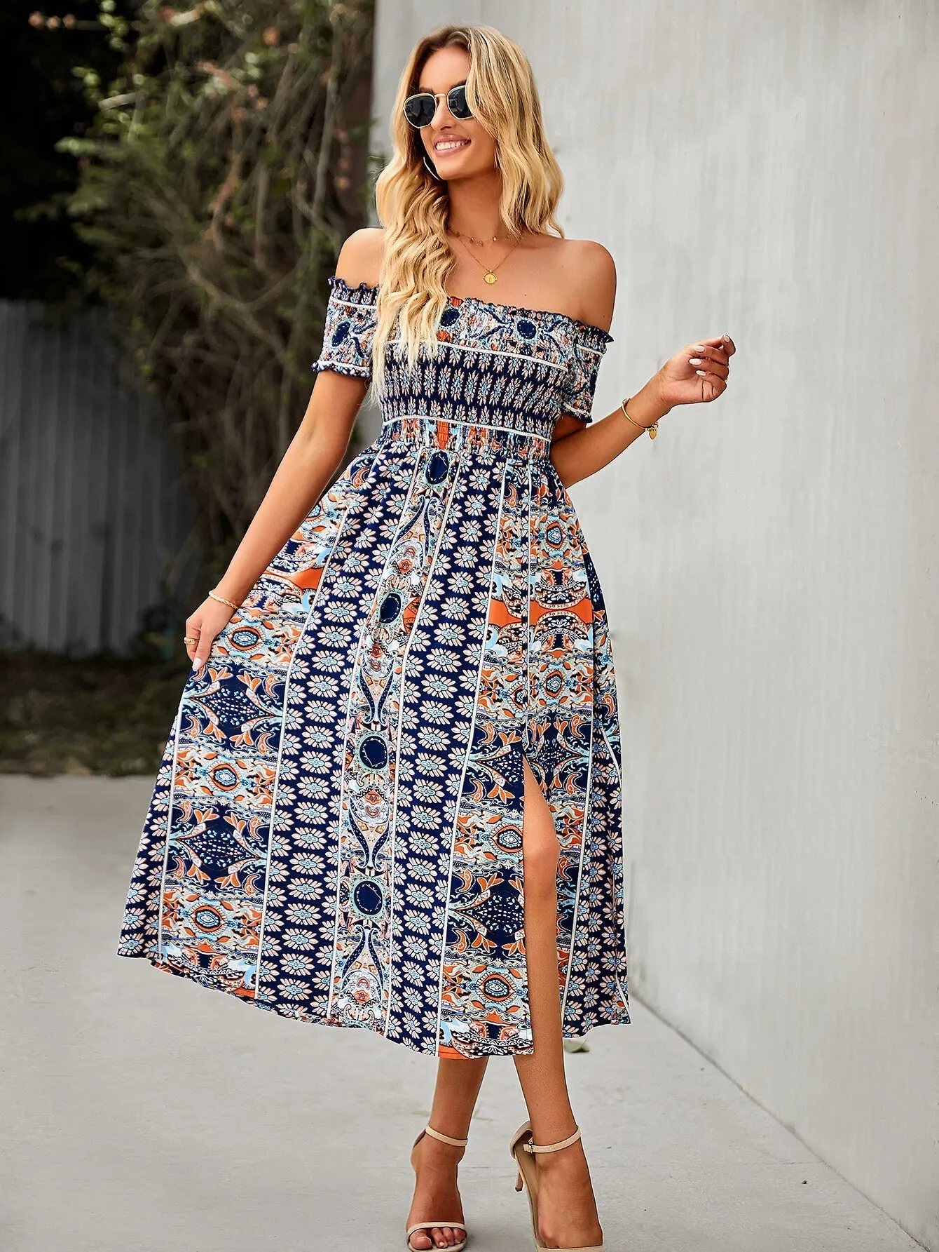 Mahoa Dress - Navy Print