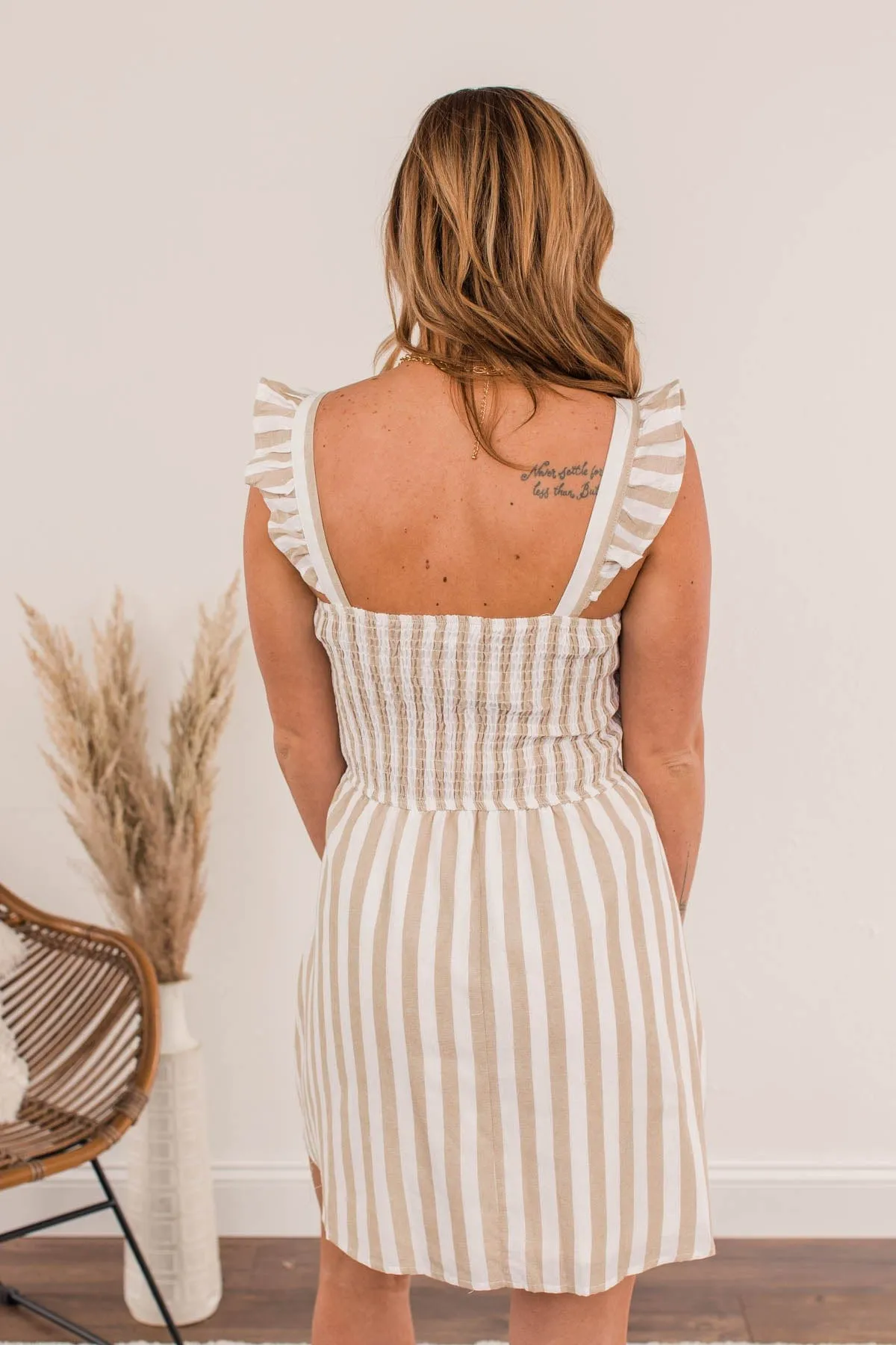 Meet Cute Smocked Mini Dress- Taupe