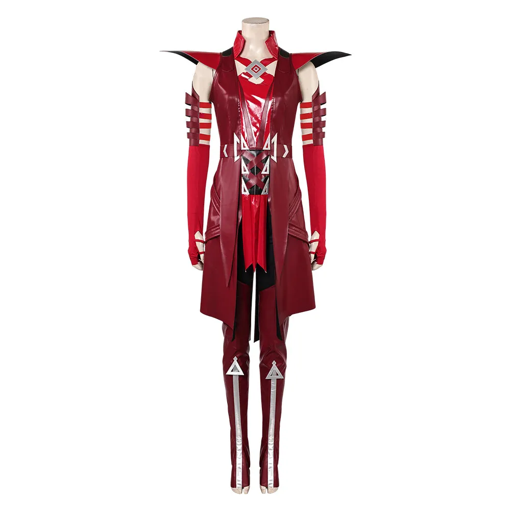 Mv Rivals Scarlet Witch Cosplay Costume Woman Red Outfits Halloween Carnival Suit
