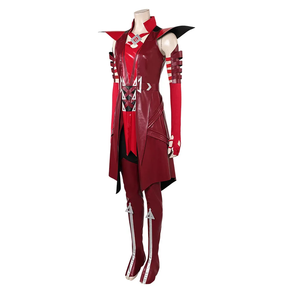 Mv Rivals Scarlet Witch Cosplay Costume Woman Red Outfits Halloween Carnival Suit