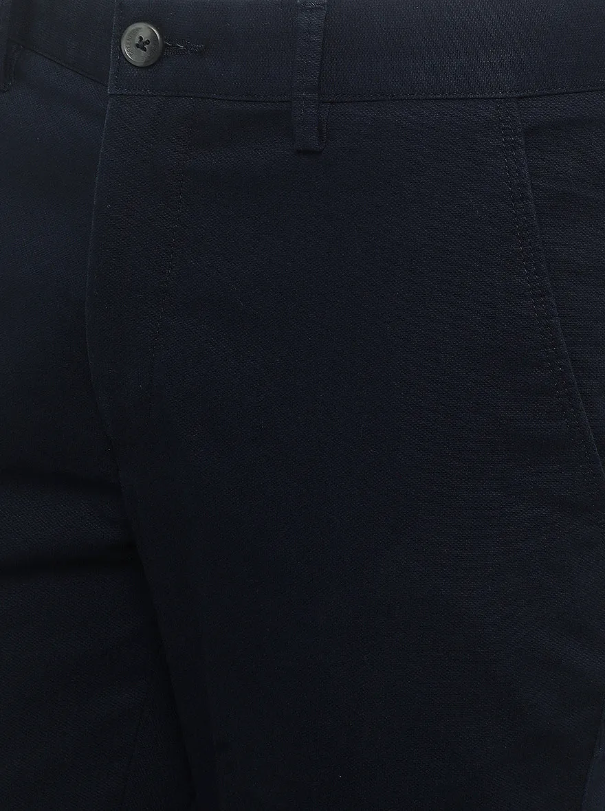 Navy Blue Solid Super Slim Fit Casual Trouser | Greenfibre