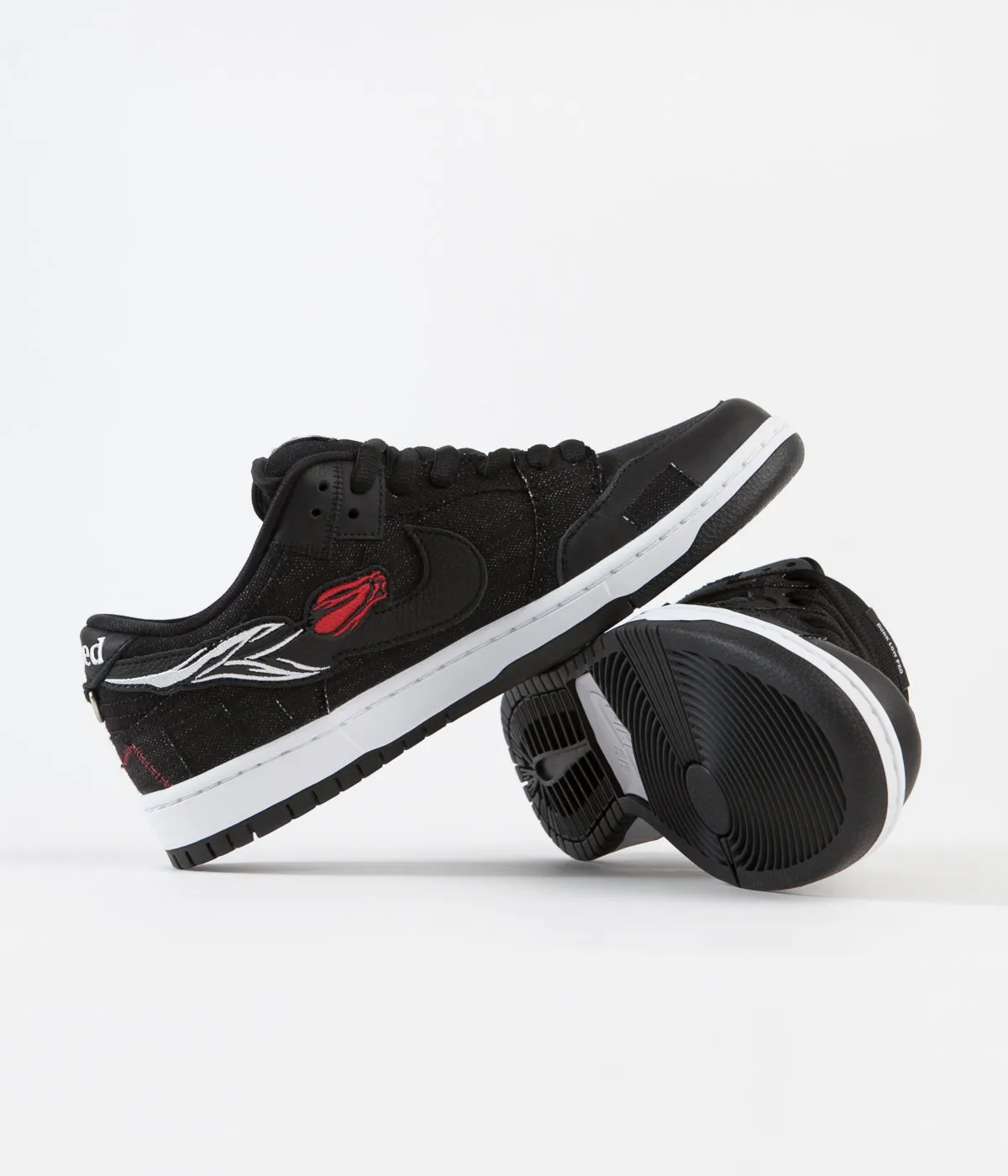 Nike SB x Wasted Youth Dunk Low Pro Shoes - Black / Black - University Red - White