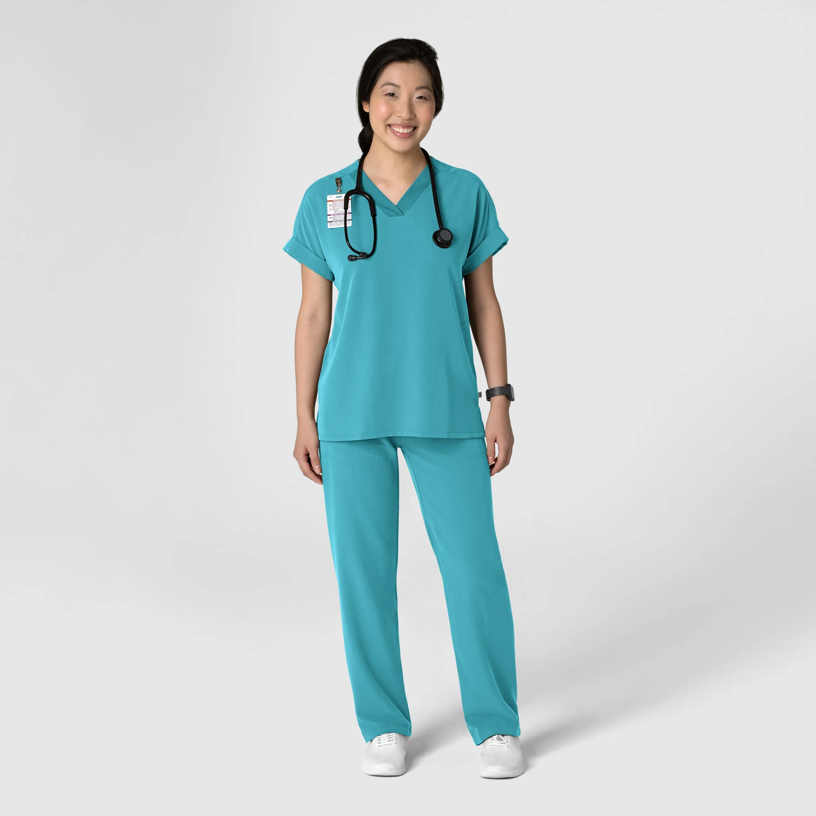 Nova 5232 Stovepipe High-Low Hem Scrub Pants Teal Blue