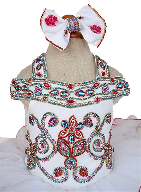 Off the Shoulder Baby Miss Cupcake Glitz Pageant Dress with Hair bow