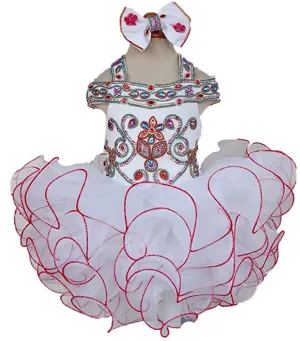 Off the Shoulder Baby Miss Cupcake Glitz Pageant Dress with Hair bow
