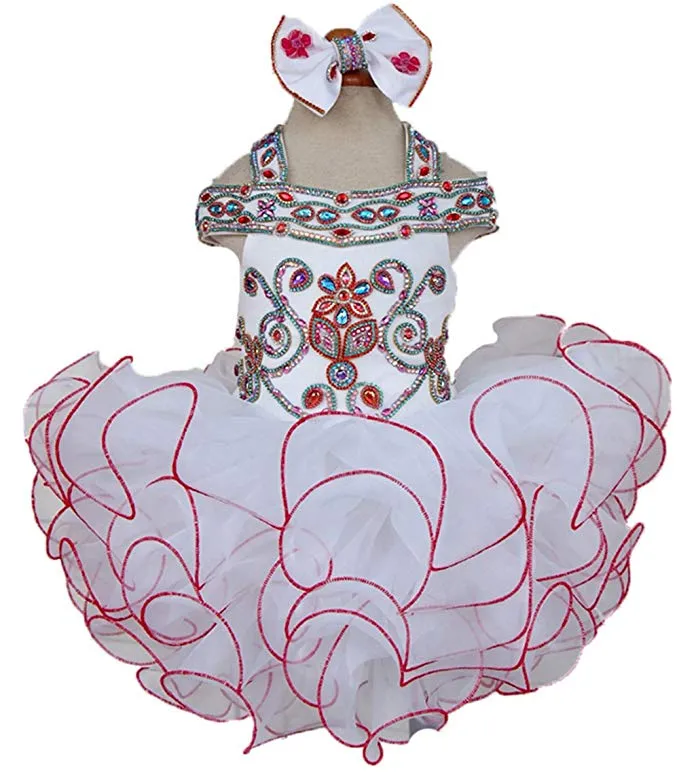 Off the Shoulder Baby Miss Cupcake Glitz Pageant Dress with Hair bow