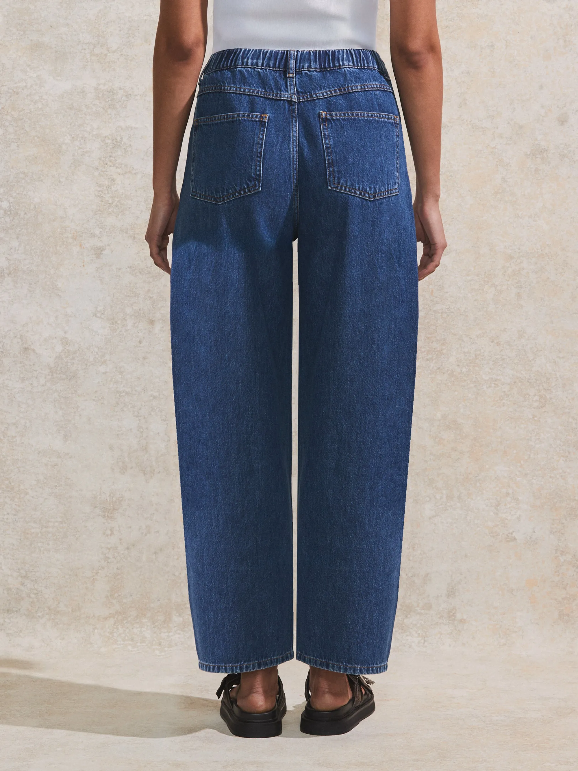 Petite Blue Drawstring-Waist Jeans