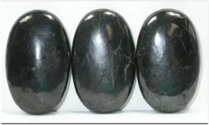 Polished Oval Shaped RUSSIAN SHUNGITE Crystal Palm Stone - Grounding, Protection