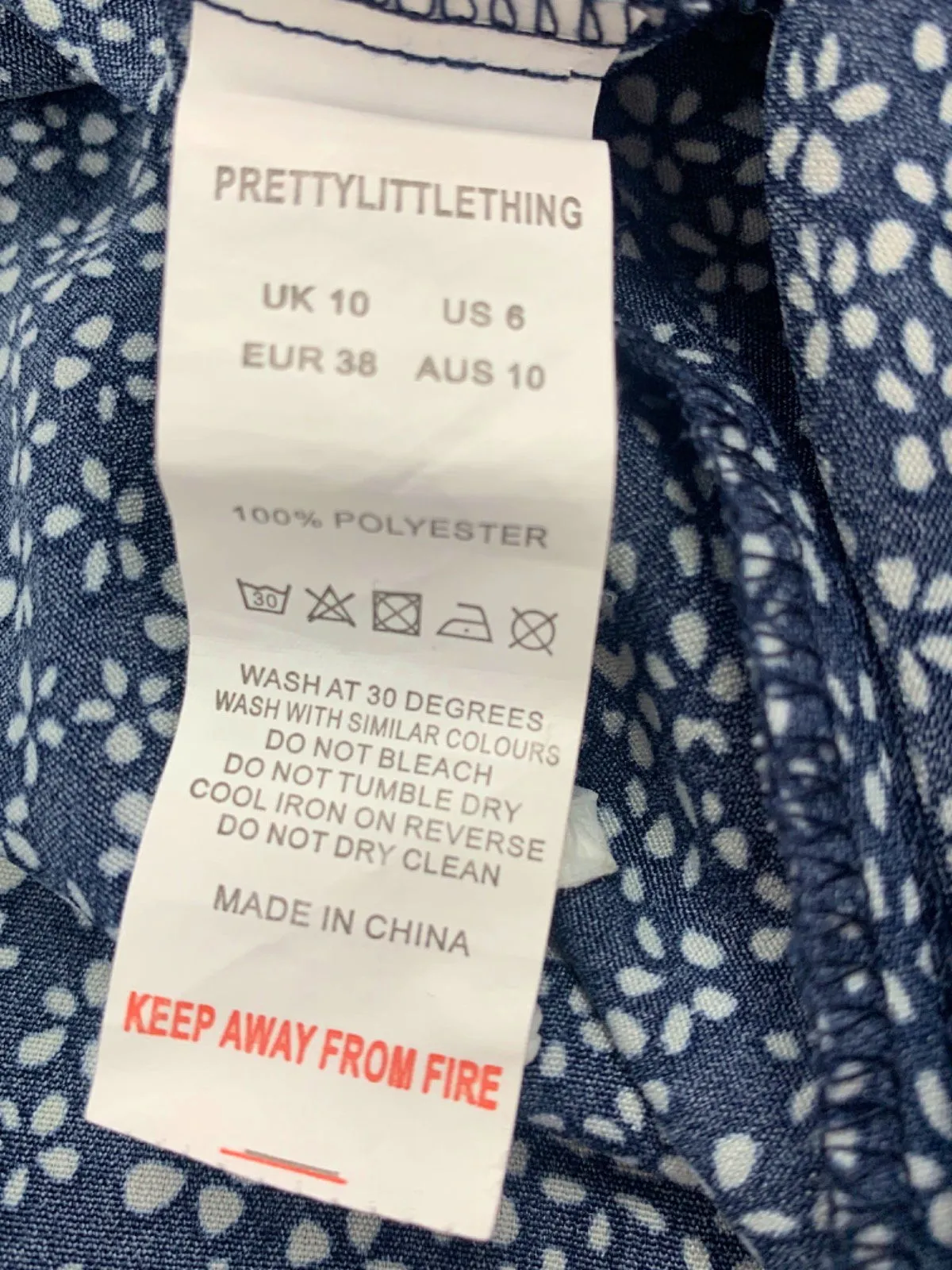 PrettyLittleThing Navy Floral Mini Dress UK 10