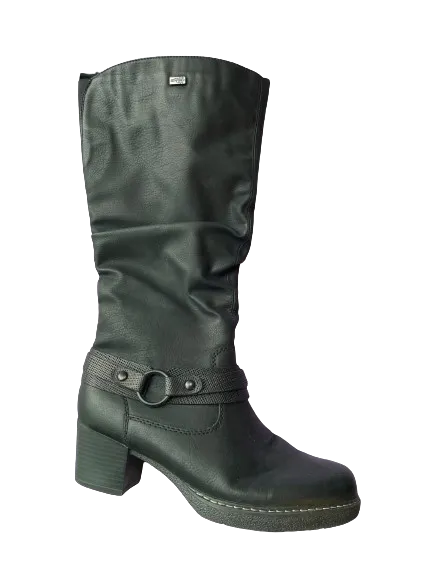 Remonte Tex Black High Zippered Boots