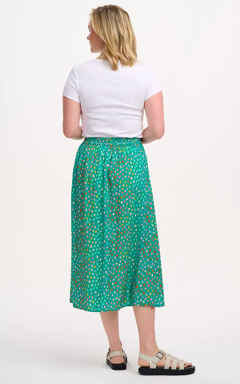 Rosalind Skirt Green Rainbow Pebbles
