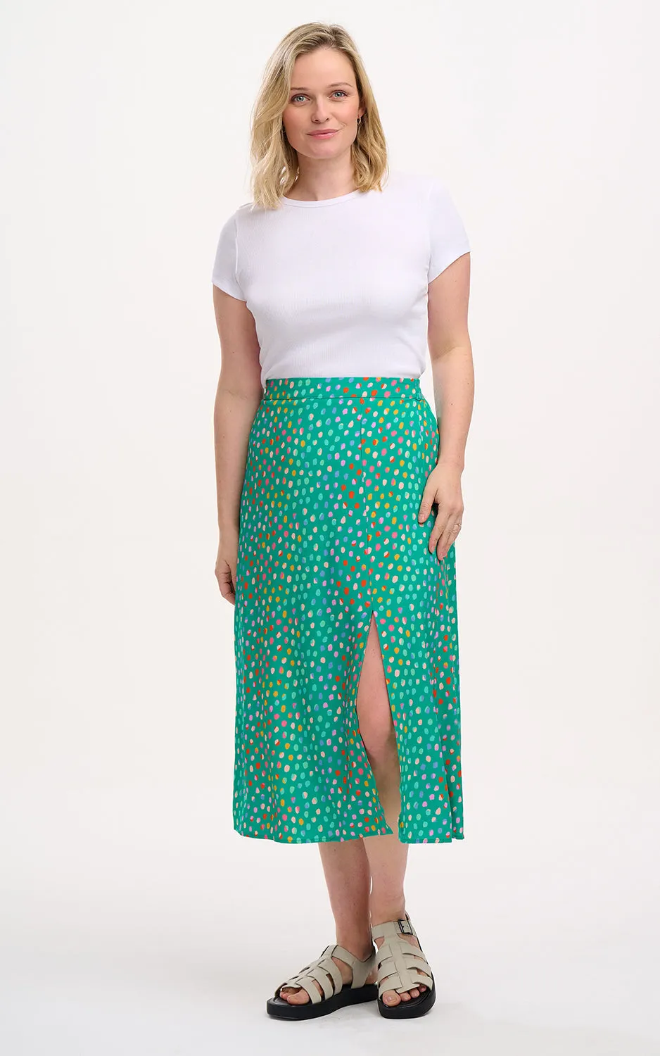 Rosalind Skirt Green Rainbow Pebbles