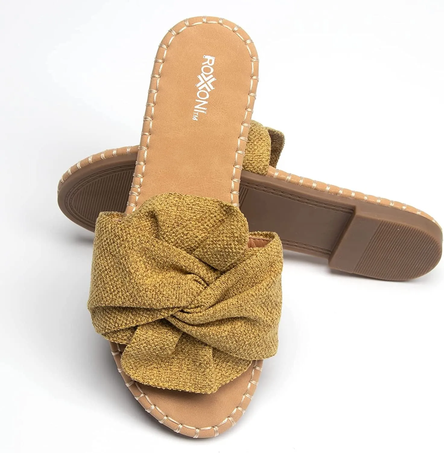 Roxoni Open Toe Sandal Slippers for Women - Indoor Outdoor Slides Shoes for Women - Spring Summer Slippers for Women