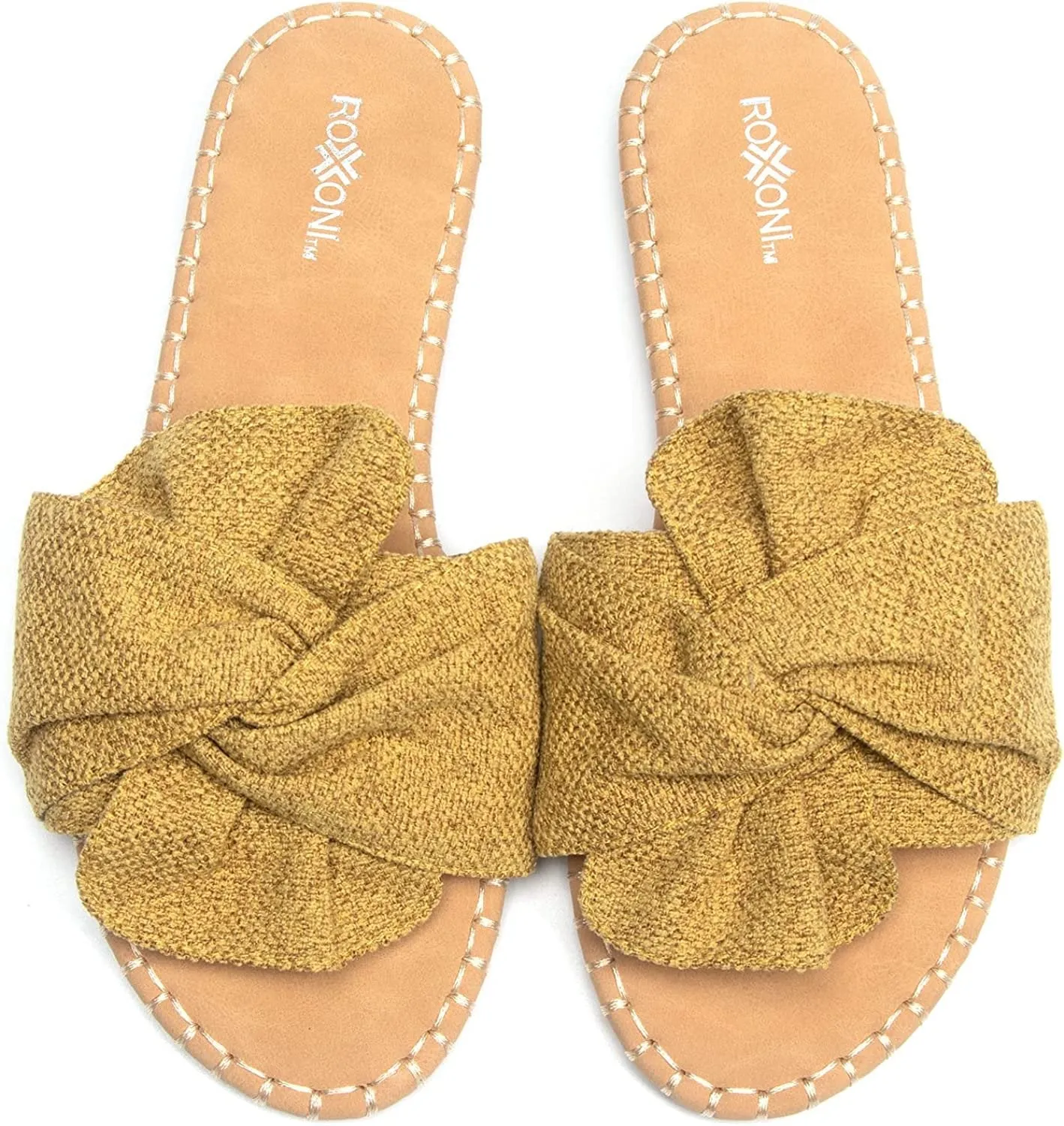 Roxoni Open Toe Sandal Slippers for Women - Indoor Outdoor Slides Shoes for Women - Spring Summer Slippers for Women