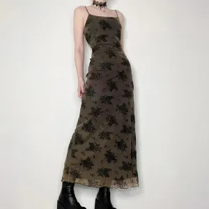 Sexy Floral Print Mesh Patchwork Dress