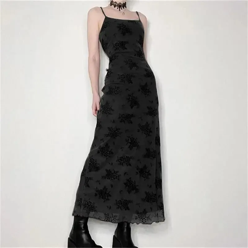 Sexy Floral Print Mesh Patchwork Dress