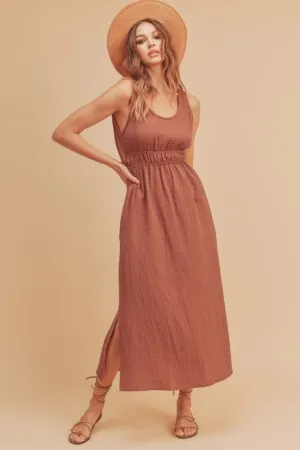 Side Slit Round Neck Sleeveless Tank Dress