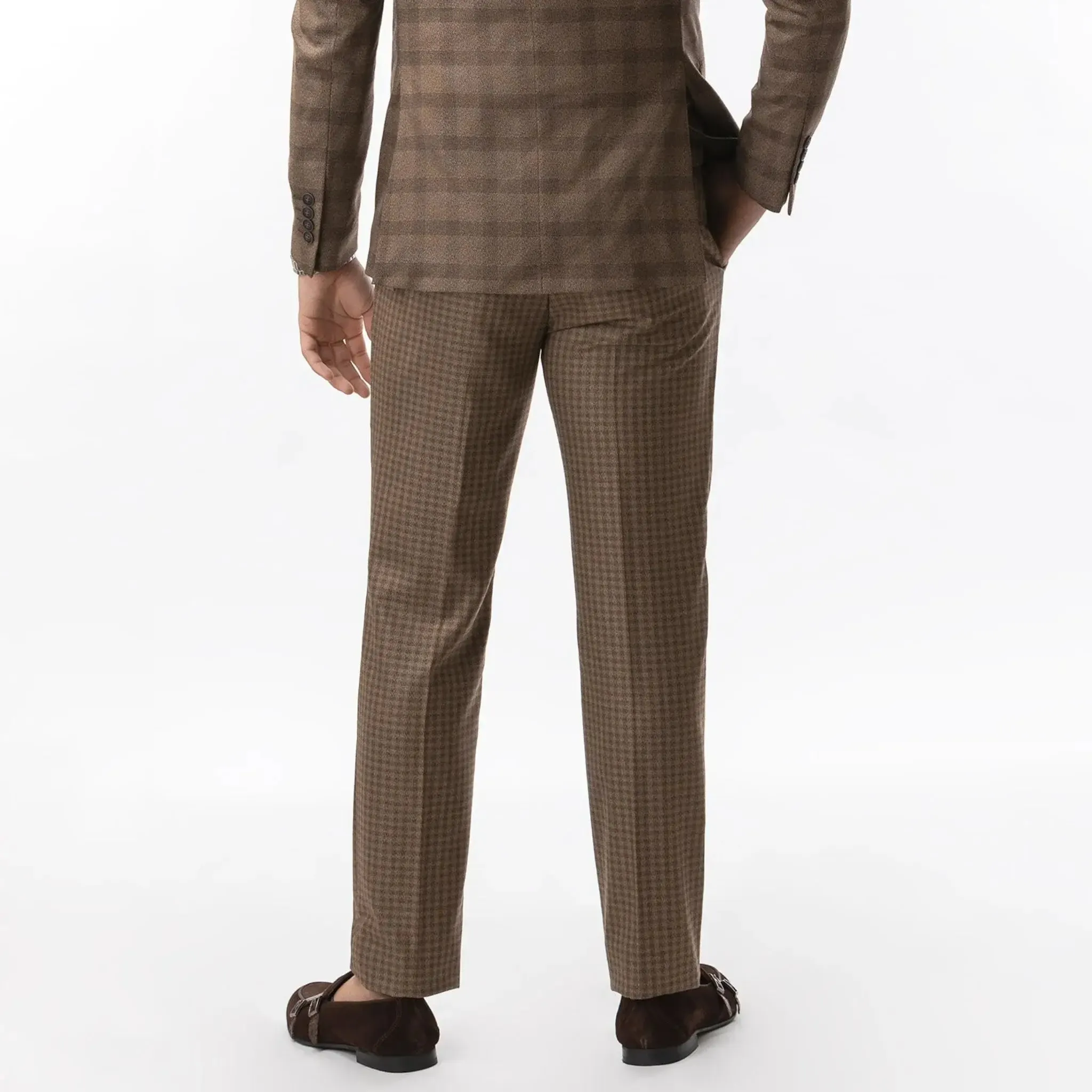 Slim Fit Trousers Brown Check