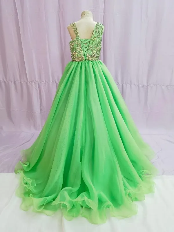 Sparkly Beaded Bodice Flower Girl Evening Gown