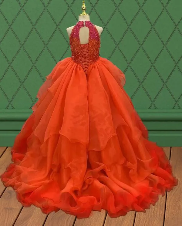 Sparkly Beaded Bodice Little Child Stunning Evening Gown