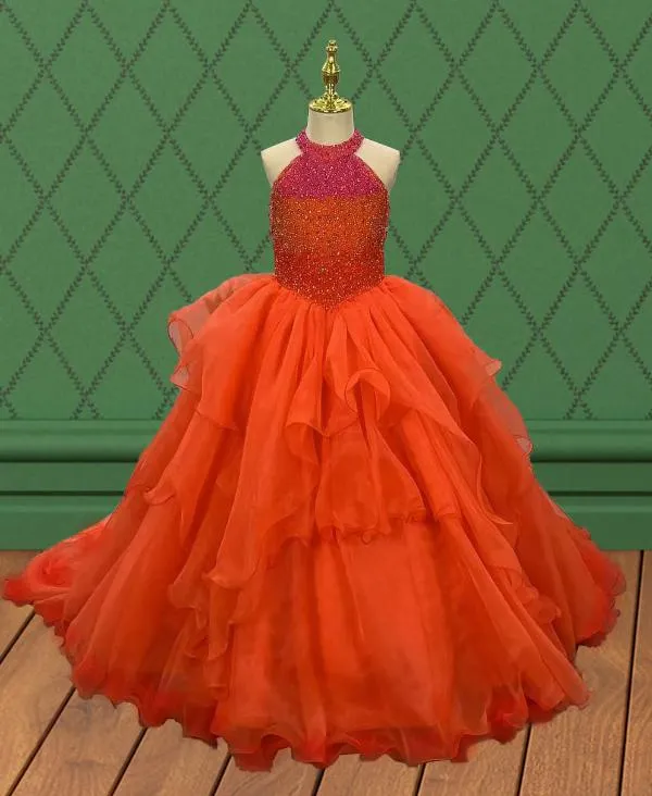 Sparkly Beaded Bodice Little Child Stunning Evening Gown