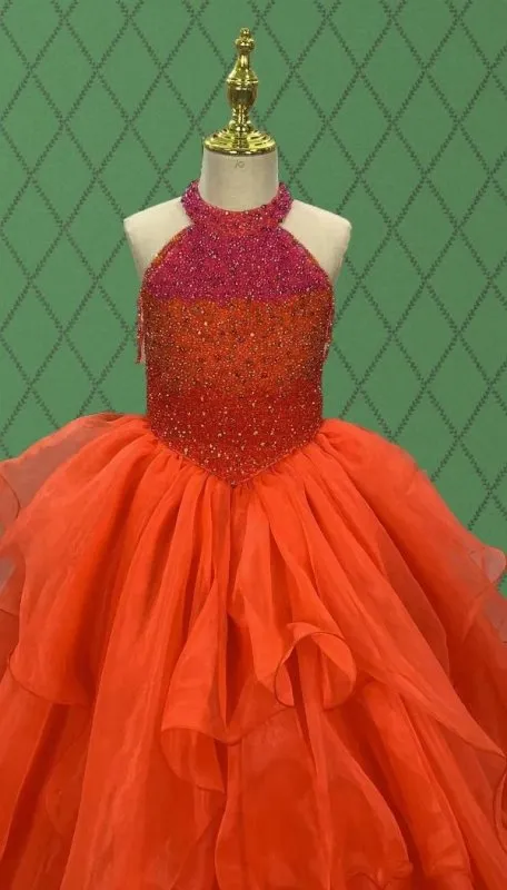 Sparkly Beaded Bodice Little Child Stunning Evening Gown