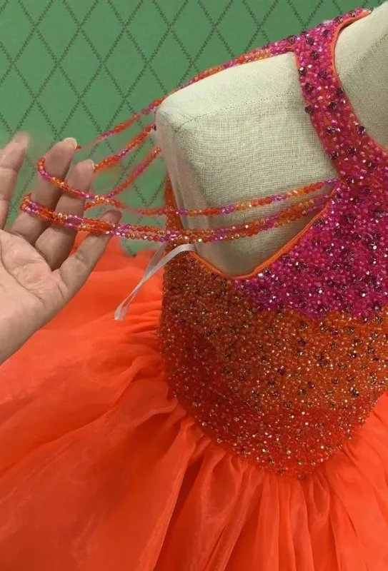 Sparkly Beaded Bodice Little Child Stunning Evening Gown