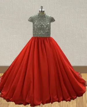 Sparkly Beaded Bodice Little Girls Prom Pageant Couture
