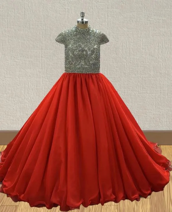 Sparkly Beaded Bodice Little Girls Prom Pageant Couture