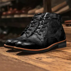 StrideCraft™ | Men's Leather Lace-Up Ankle Boots | Genuine Leather, Durable Construction & Supportive Fit