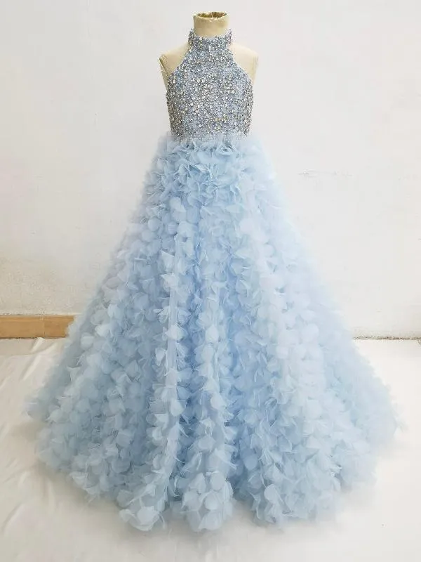 Stunning Elegant Little Girls Appquite Prom Pageant Couture