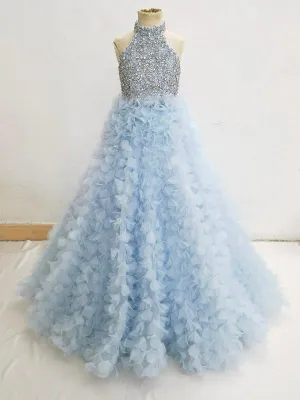 Stunning Elegant Little Girls Appquite Prom Pageant Couture