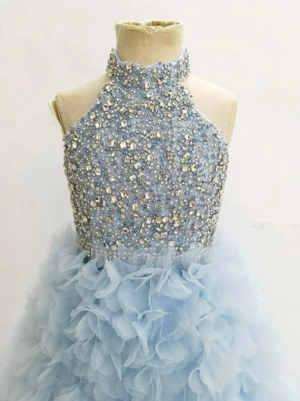 Stunning Elegant Little Girls Appquite Prom Pageant Couture