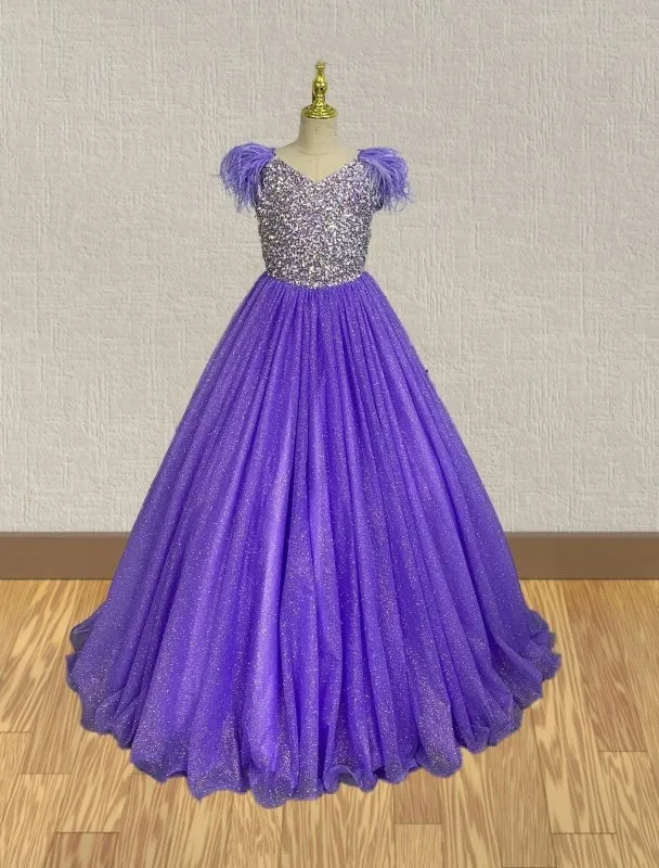 Stunning Purple Formal Dress with Feather for Youth
