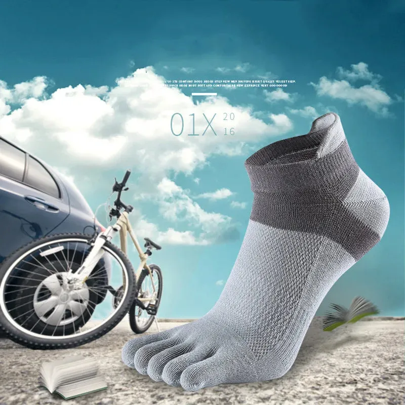 Summer Men's Cotton Five-Toe Short Socks - Set of 5 Pairs