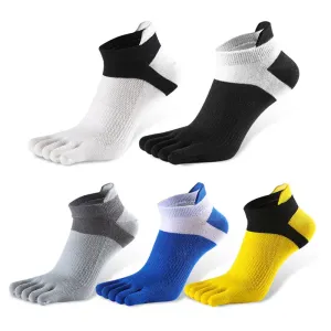 Summer Men's Cotton Five-Toe Short Socks - Set of 5 Pairs