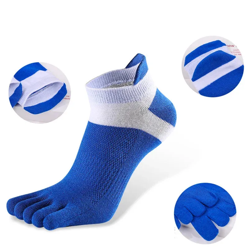 Summer Men's Cotton Five-Toe Short Socks - Set of 5 Pairs