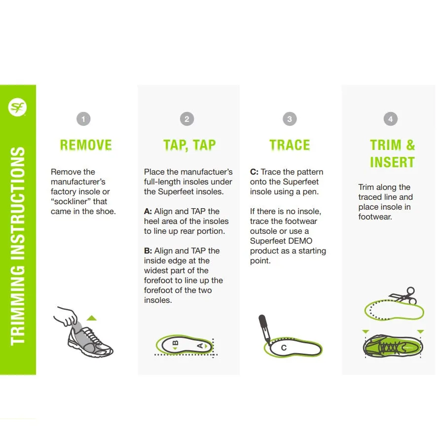 Superfeet Green Insoles - Great for High Arches